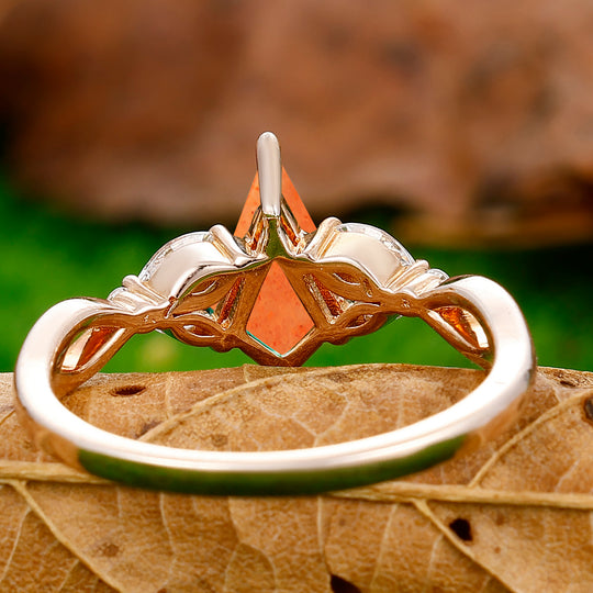 Dainty Prongs 1.35 Carat Kite Cut Sunstone Hollow Ring For Anniversary Gift