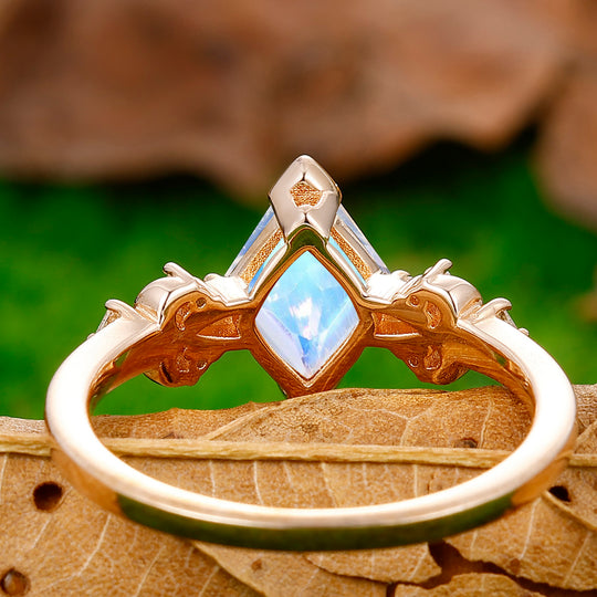 Antique 2.0CT Rhombus Rose Cut Moonstone Vine Ring Gift For Women