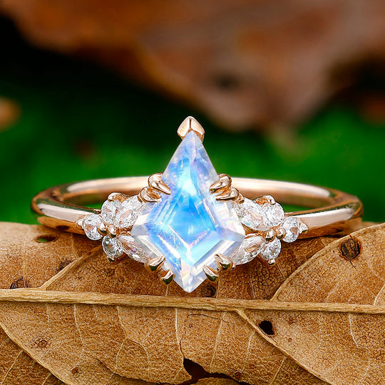 Dainty 1.8CT Kite Cut Moonstone Engagement Ring Women Anniversary Ring