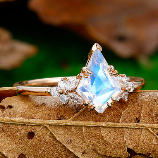 Dainty 1.8CT Kite Cut Moonstone Engagement Ring Women Anniversary Ring