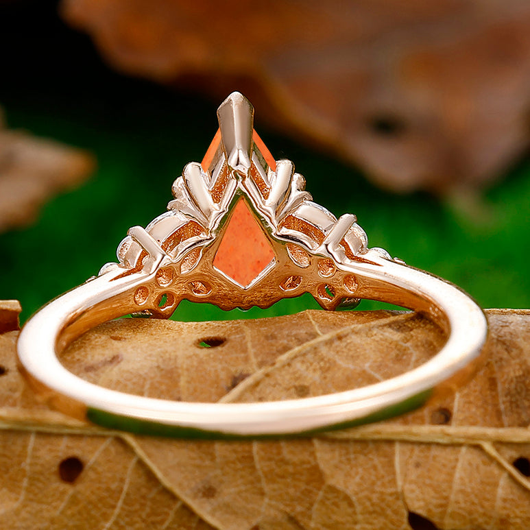 Dainty 1.8CT Kite Cut Natural Sunstone Engagement Ring Women Anniversary Ring