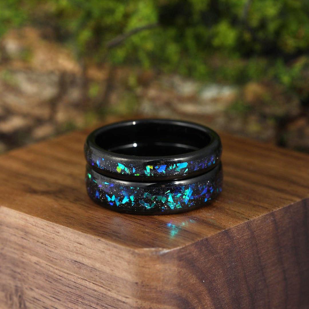 Galaxy Couple Ring Set Nebula Matching Promise Rings for Women 2pc