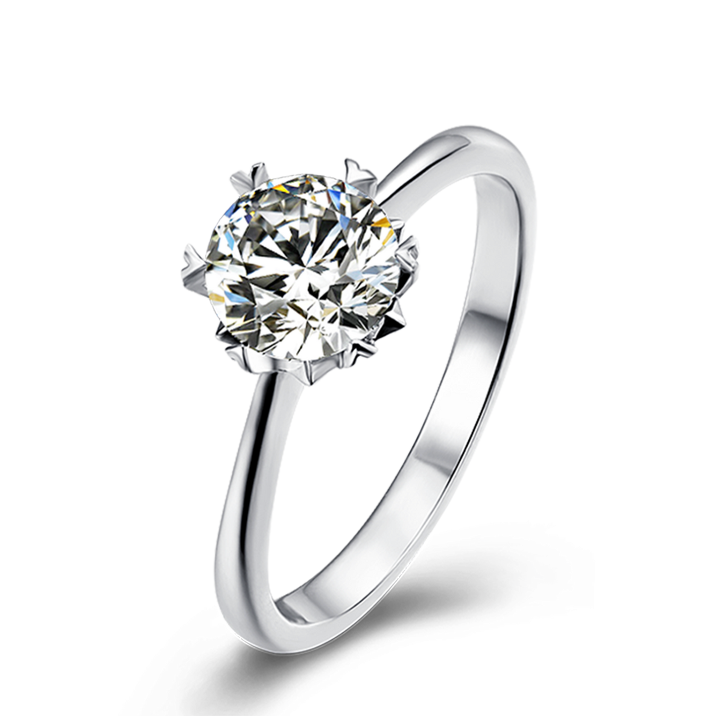 F001 Beautiful Round Cut 0.5/1 Carat Solitaire Engagement Ring In 925s Sterling Silver For Women