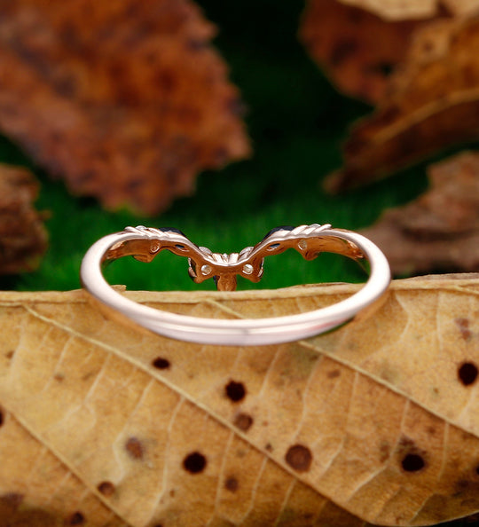 Natural Black Spinel Moissanite Bridal Stack Ring Wedding Ring