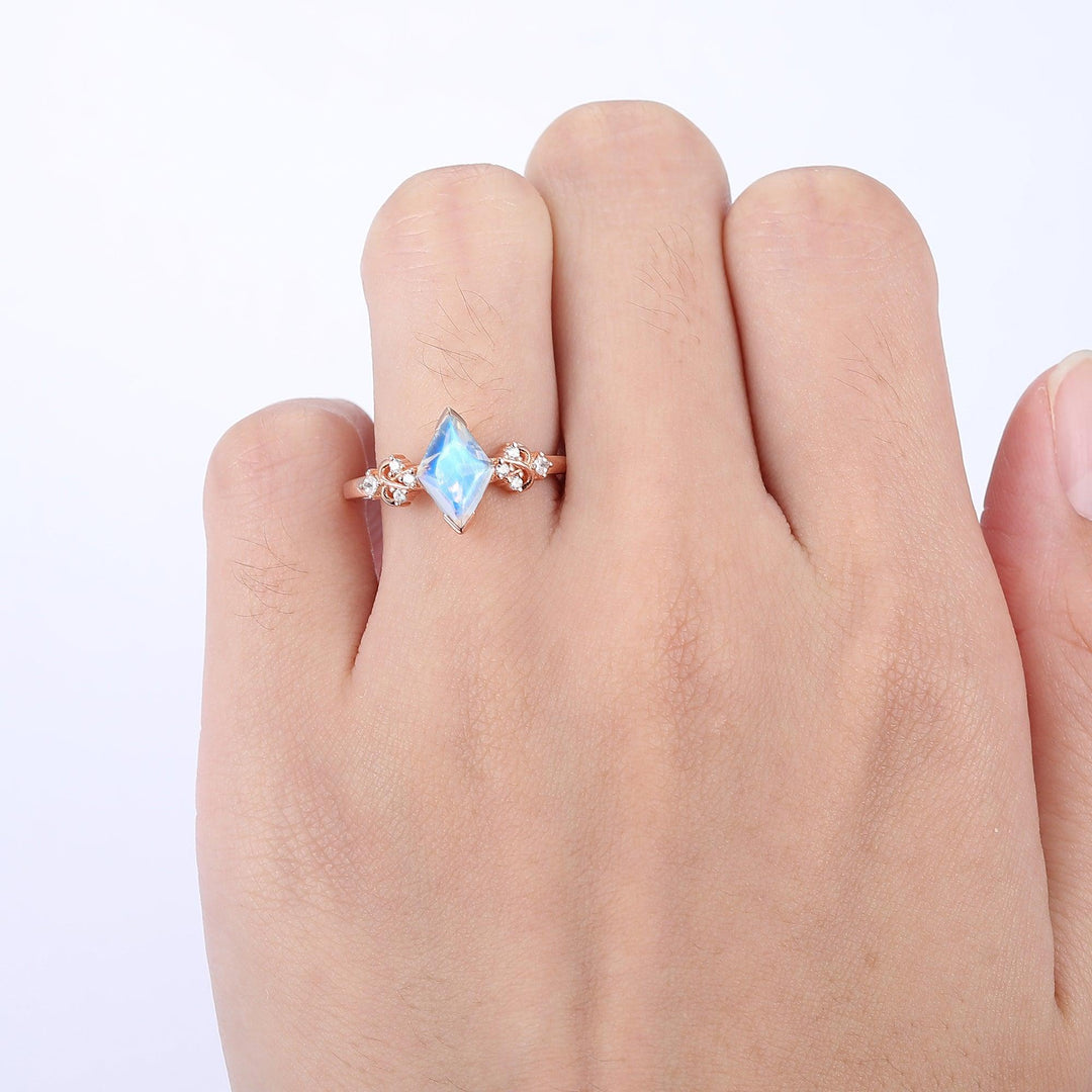 Antique 2.0CT Rhombus Rose Cut Moonstone Vine Ring Gift For Women - Esdomera