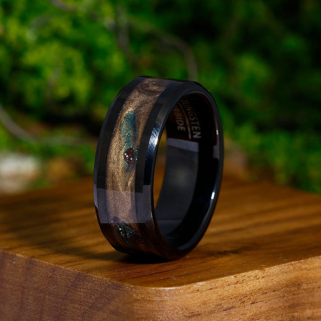 Antique Black Tungsten Ring 8MM Polished Design Men Anniversary Engagement Unique Gift - Esdomera