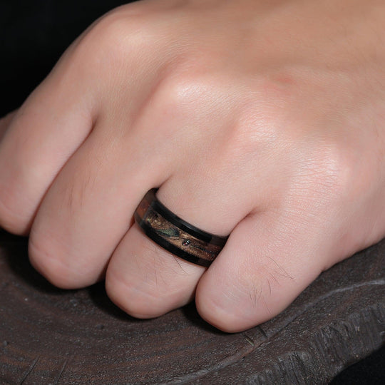 Antique Black Tungsten Ring 8MM Polished Design Men Anniversary Engagement Unique Gift - Esdomera