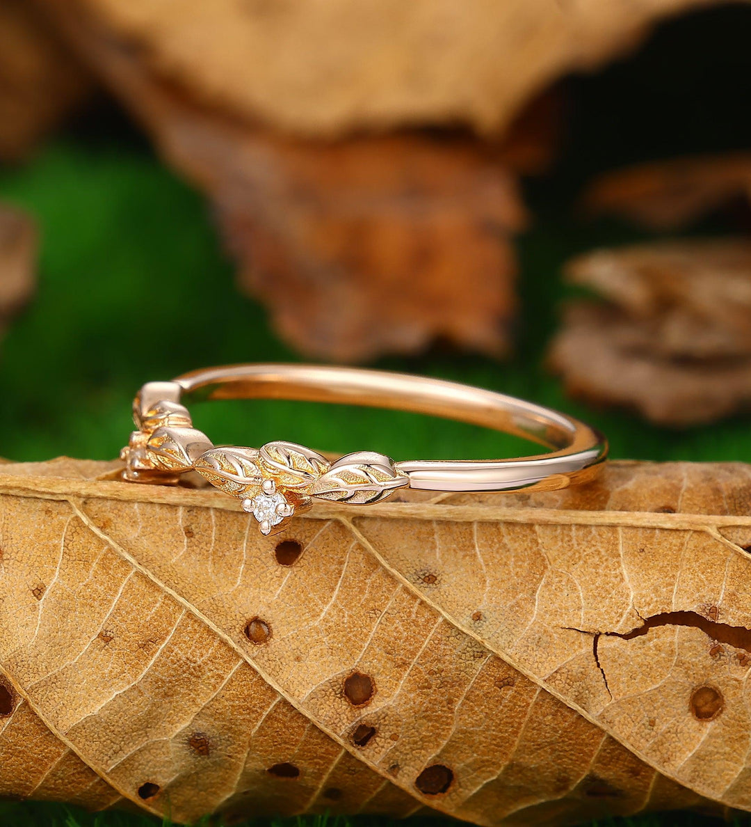 Gold Rings Stackable Promise Rings Stacking Ring Nature Inspired