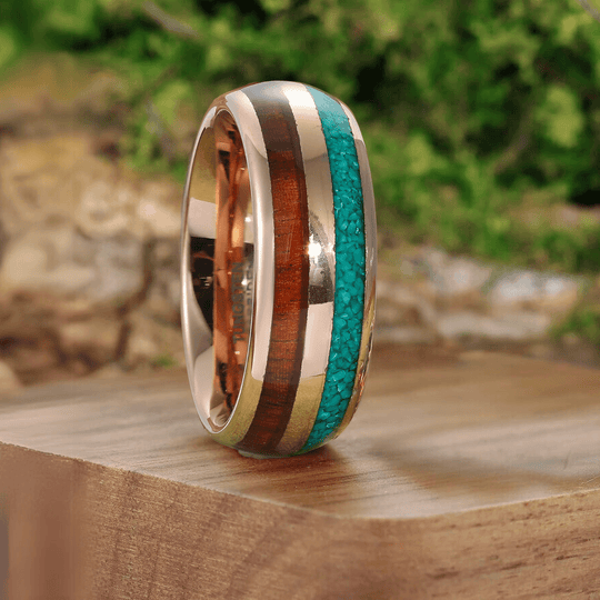 Antique Moissanite Vine Promise His and Hers Set Wood Tungsten Engagement Couple Rings For Wedding Gift - Esdomera