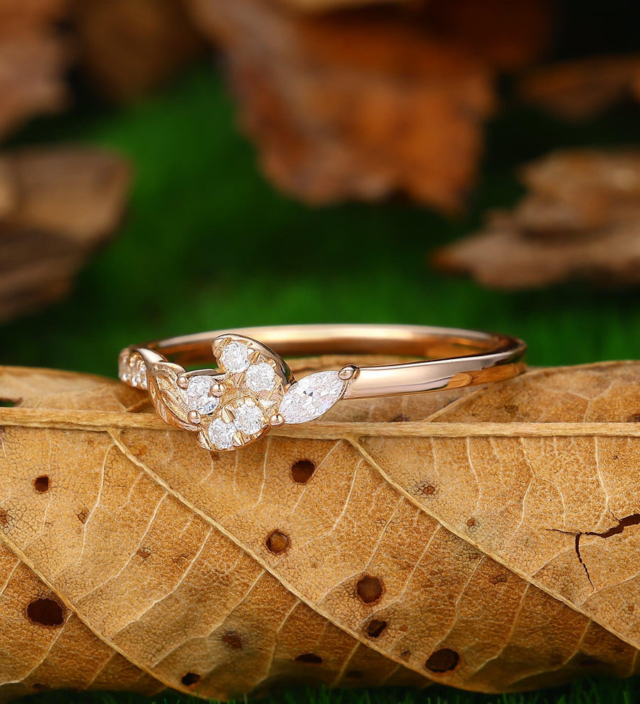 Antique Stackable High Quality Moissanite Cluster Ring Wedding Band - Esdomera