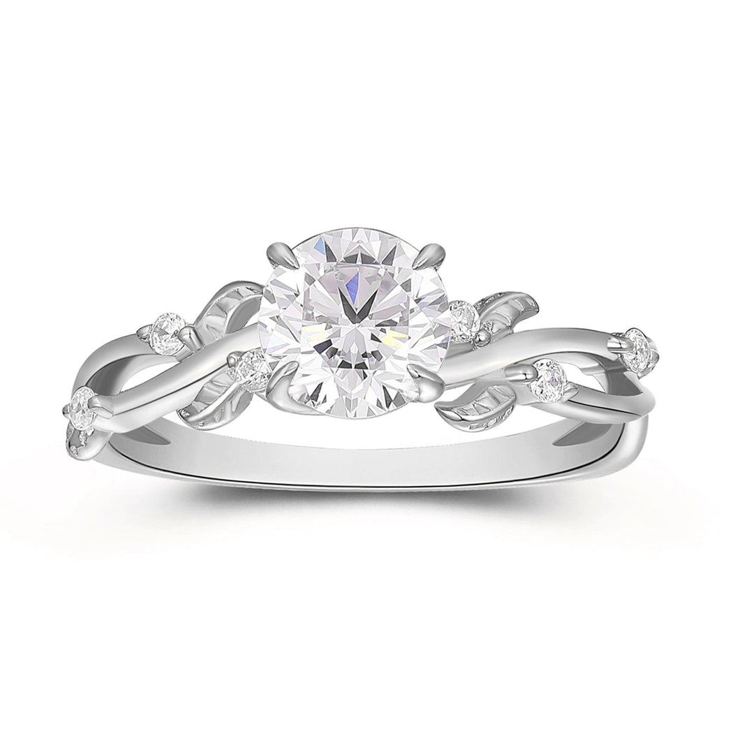 Art Deco Round Cut 1CT Moissanite Engagement Ring 4 Prongs Leaf Vine Wedding Ring - Esdomera