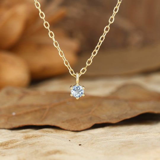 Tiny ronde aquamarijn hanger ketting bruids verjaardagscadeau voor vrouwen