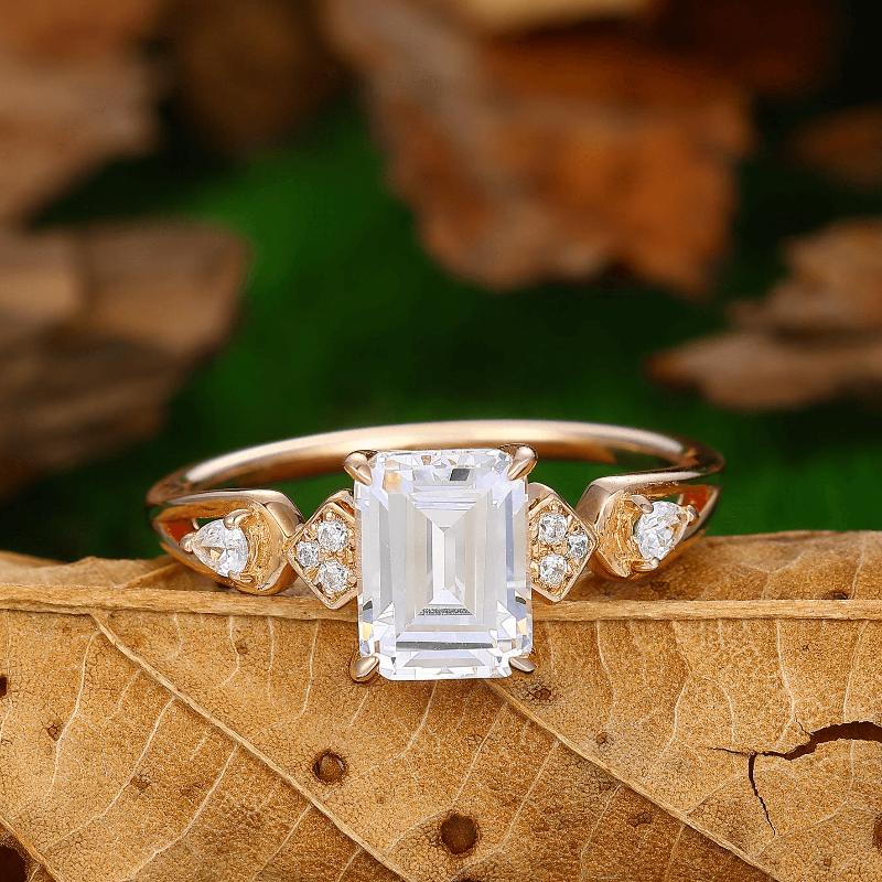 Certified Emerald Lab Grown Diamond Cluster Engagement Ring - Esdomera