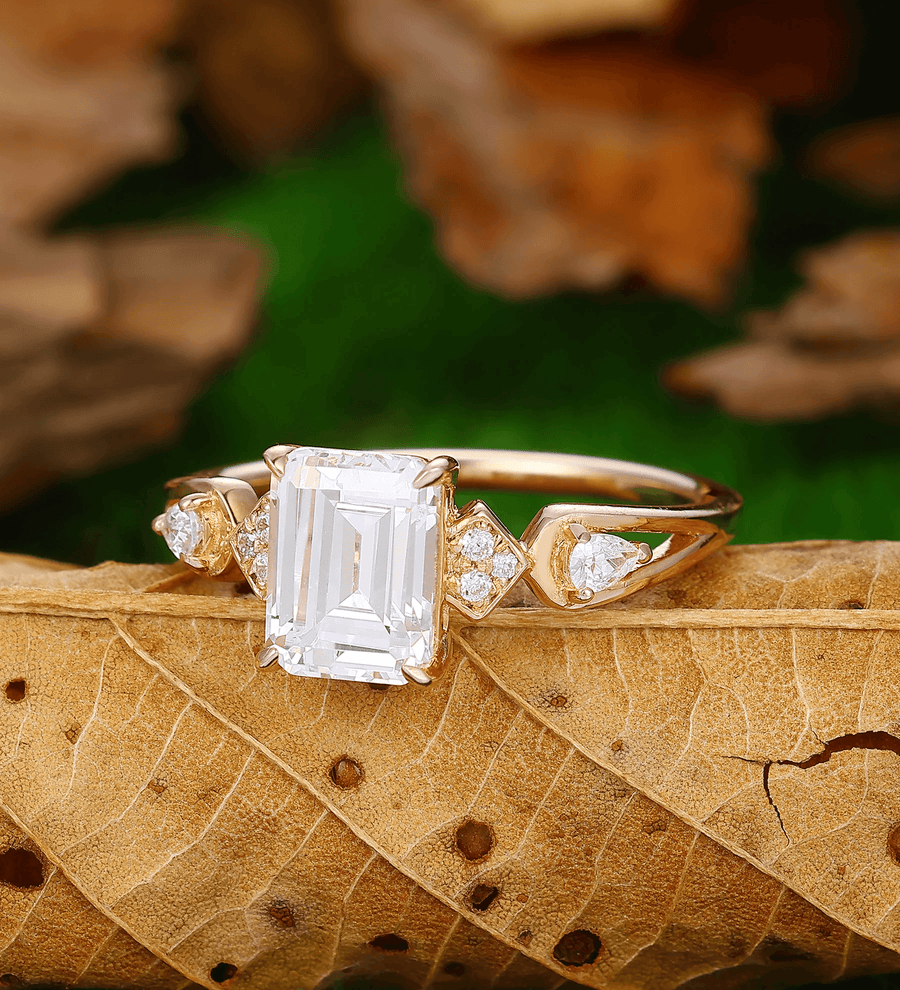 Certified Emerald Lab Grown Diamond Cluster Engagement Ring - Esdomera