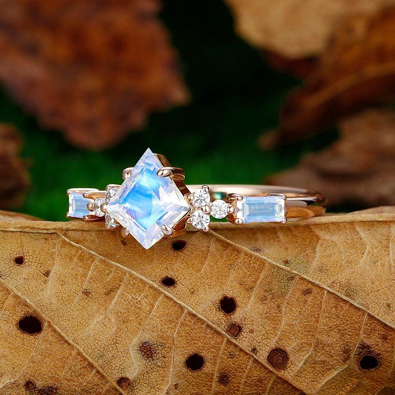 Kite Princess Cut Moonstone Princess Cut Moonstone Kite Set Halo