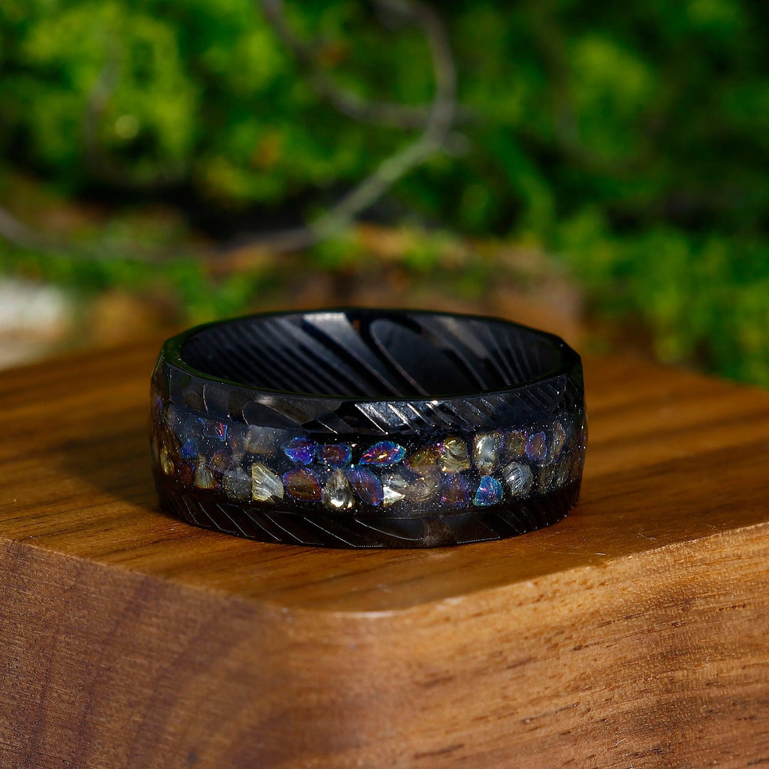 Colorful Galaxy Meteorite Tungsten 8mm Tungsten Wedding Band Unique Ring - Esdomera