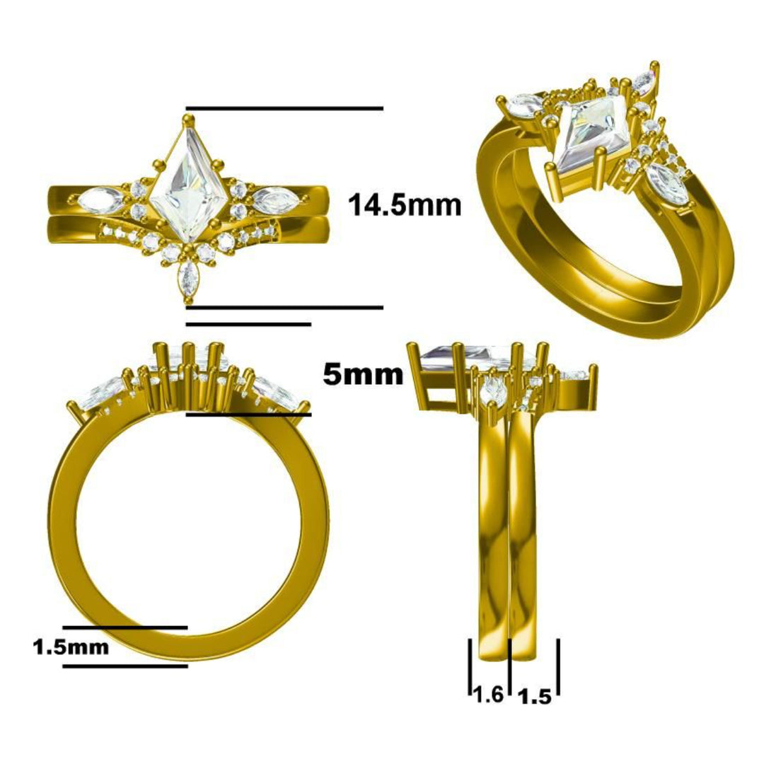 Custom Order - 1.30CT Kite Cut Emerald and Moissanite Engagement Ring Women's Fine Ring - Esdomera