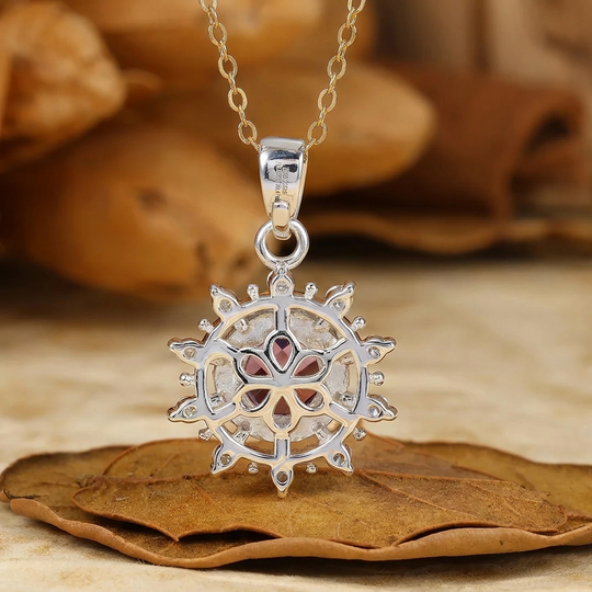 Delicaat Rond Geslepen Amethist Zon Halo Hanger Ketting 14K Gouden Ketting