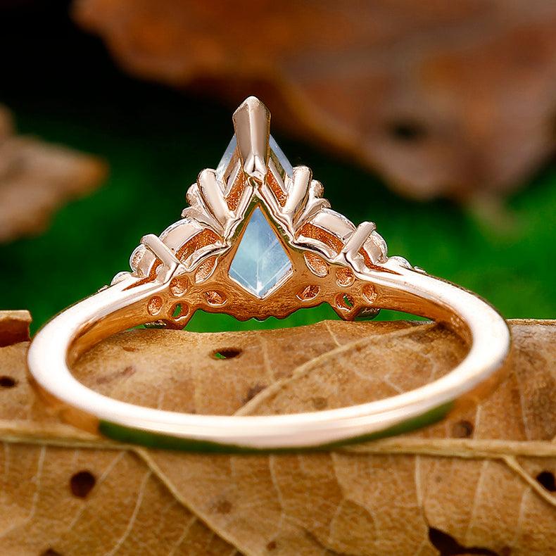 Vintage kite cut London blue topaz engagement ring rose gold unique cluster engagement ring kite topaz ring for cheapest women anniversary ring gifs