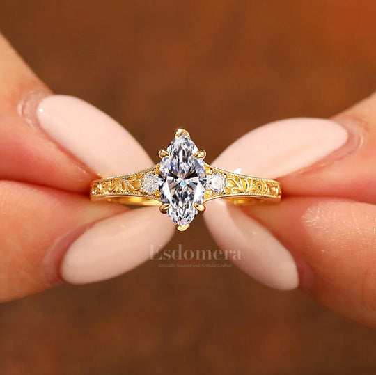 Custom Order - 3CT Marquise Lab Grown Diamond Engagement Ring (IGI Certified)