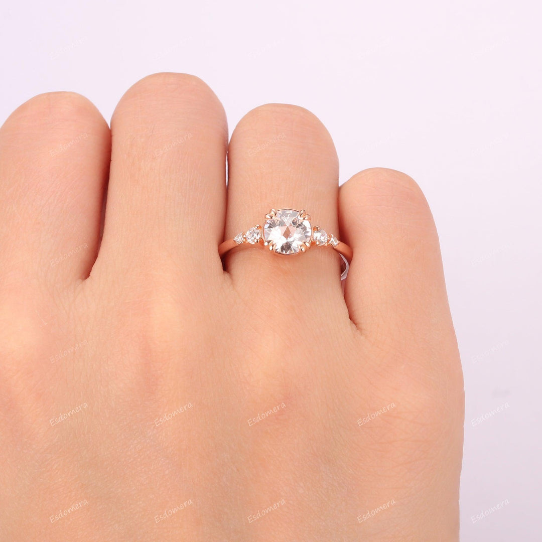 Double Prong Round Lab Grown Diamond Promise Bridal Ring - Esdomera