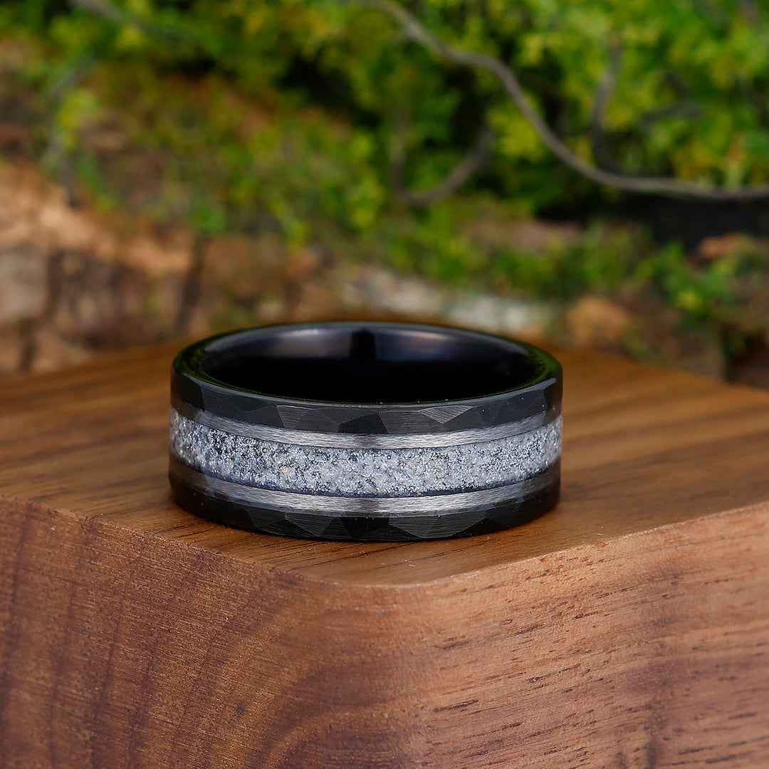 Durable Men's 8mm Tungsten Ring Set With Labradorite Moonstone