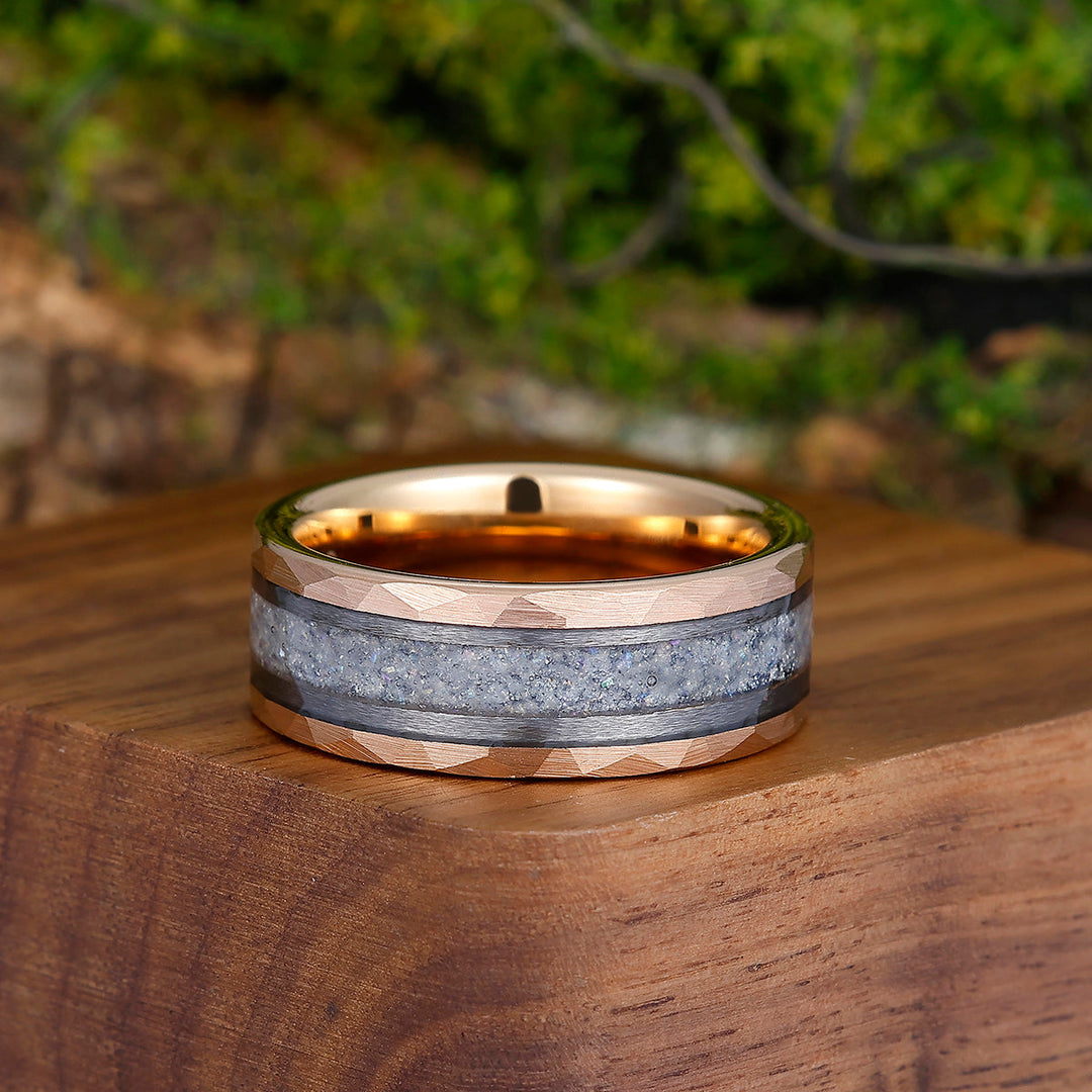 Durable Men's 8mm Tungsten Ring Set With Labradorite Moonstone