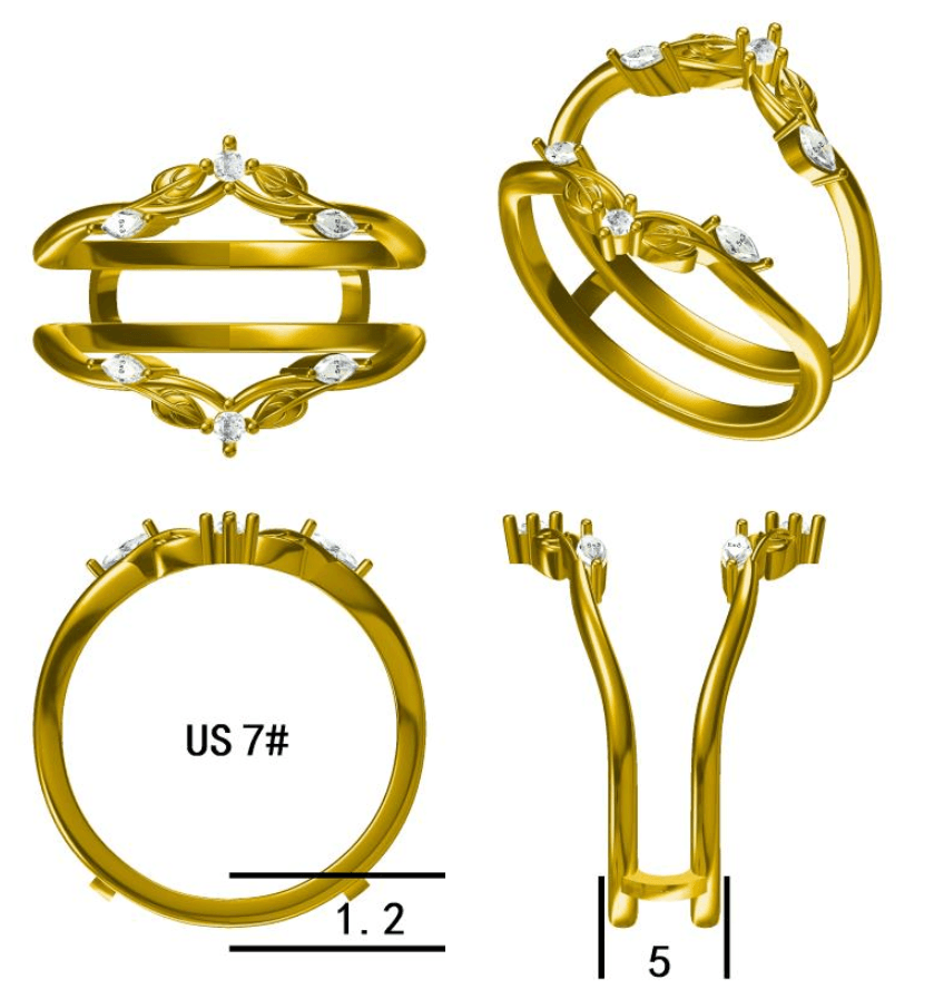 Elgant Bridal Stackable Nesting Band Moissanite Promise Wedding Gold Ring - Esdomera