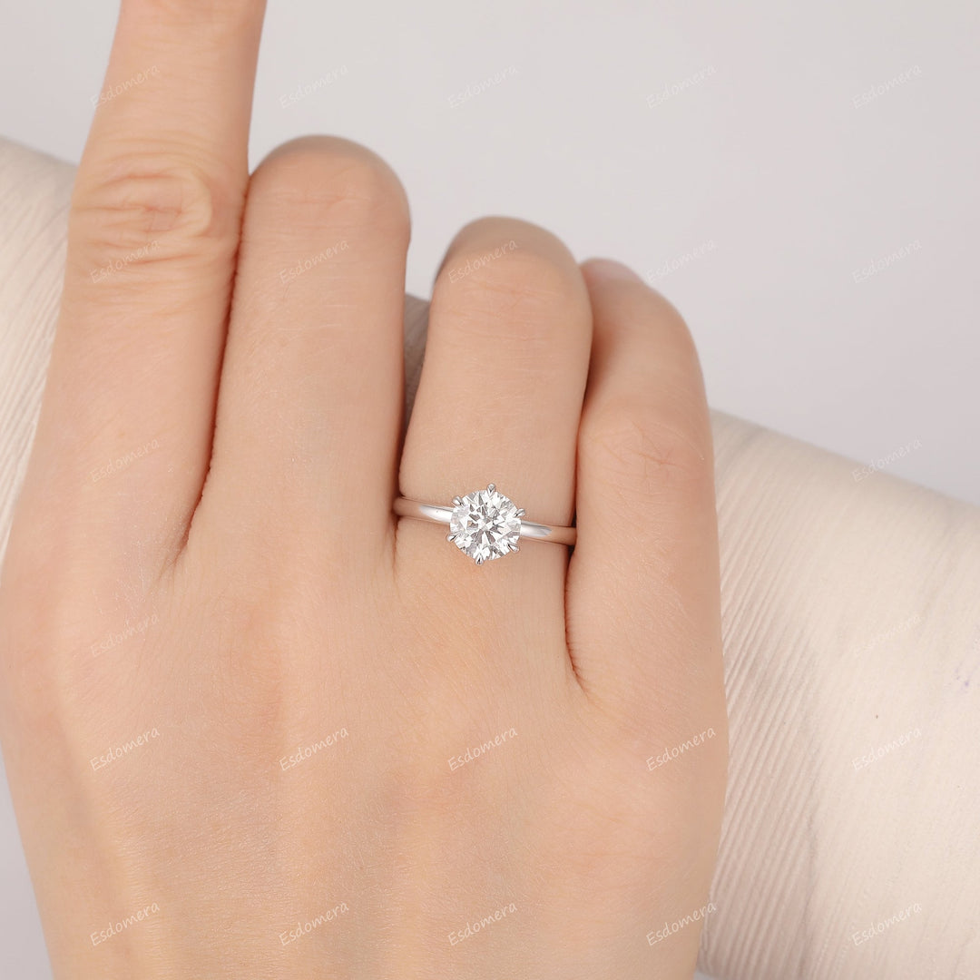 Solitaire 14K 1CT Round Cut Moissanite Engagement Ring Anniversary Bridal Ring Gift