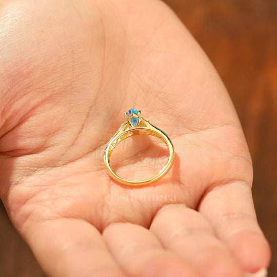 Marquise Cut Teal Sapphire Openwork Filigree Wedding Ring For Her Blue Green Sapphire Engagement Ring