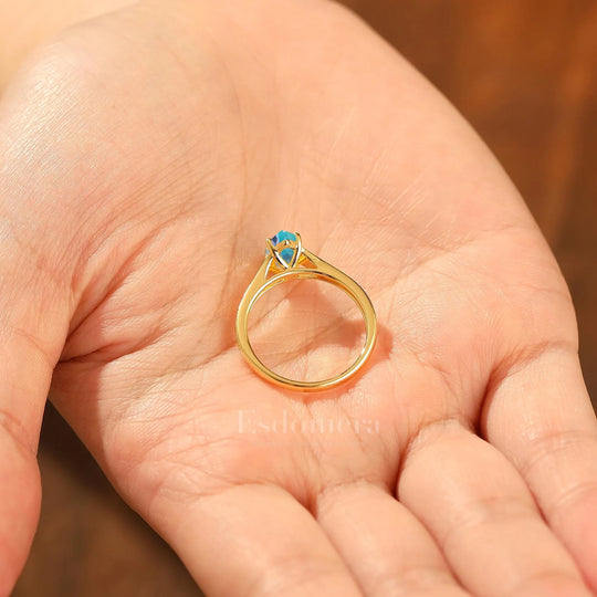 Antique Vine Flourish Marquise Teal Sapphire Engagement Ring Unique Women Ring