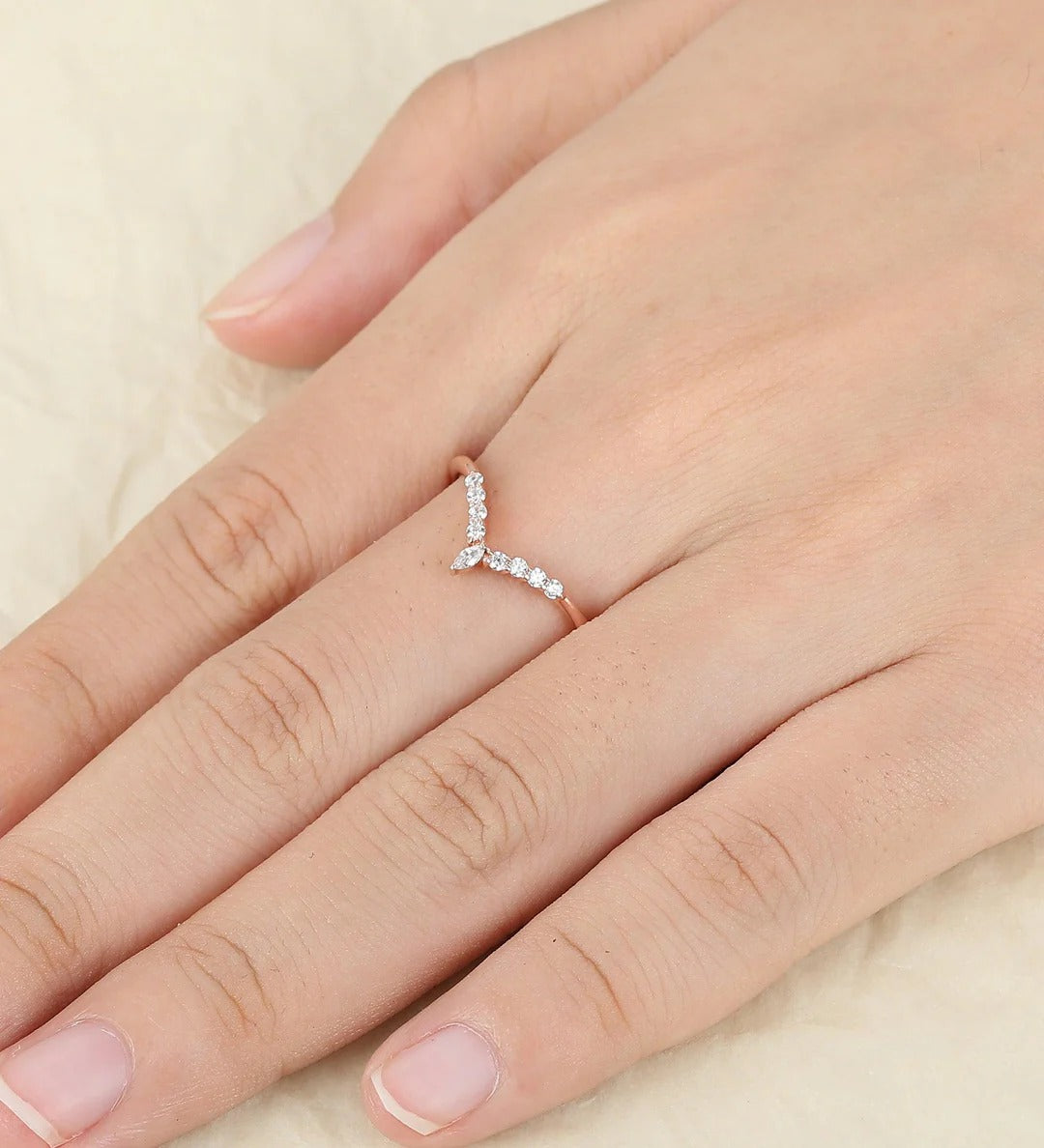 Promise Lab Grown Diamond Stack V Band Curved Wedding Band