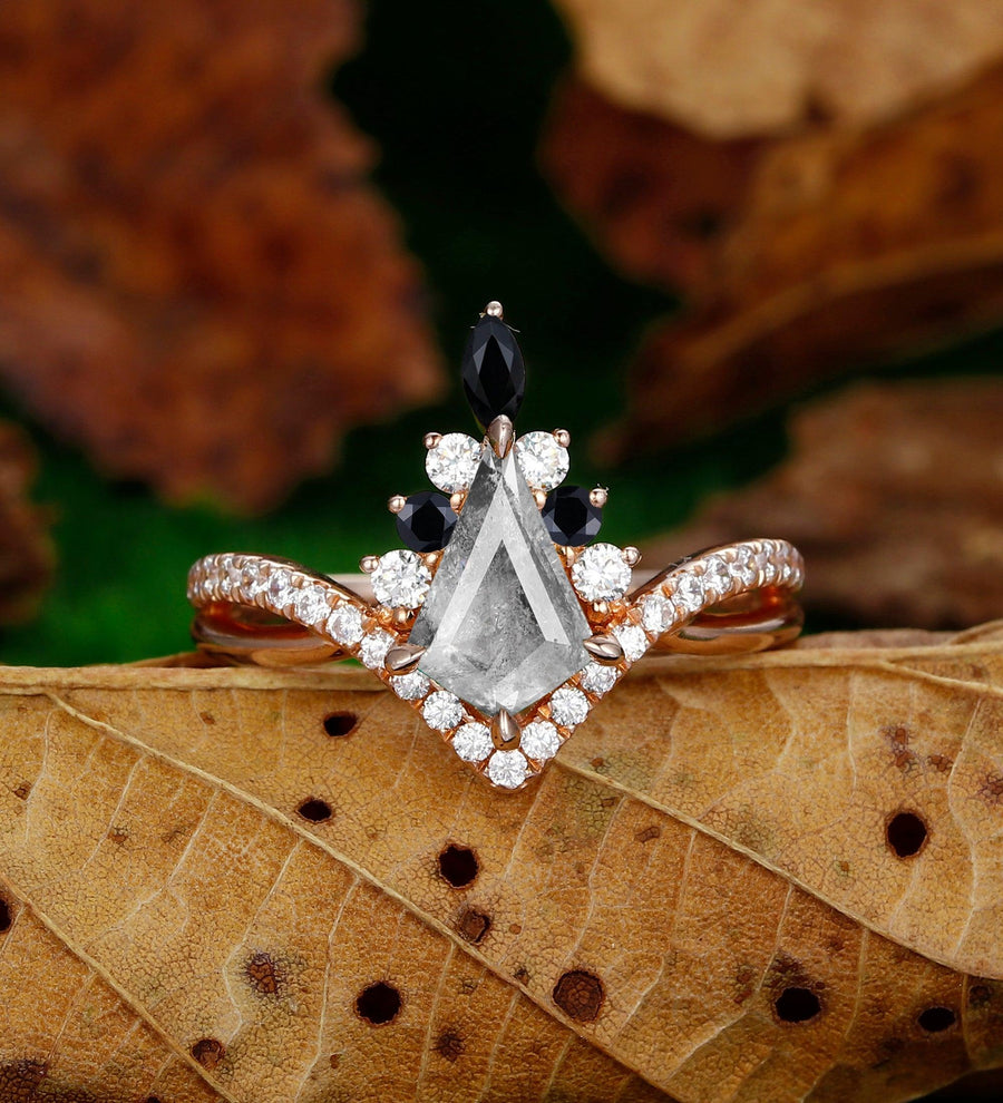 Kite Cut 1.35CT Unique Kite Shaped Herkimer Diamondn Engagement Ring - Esdomera