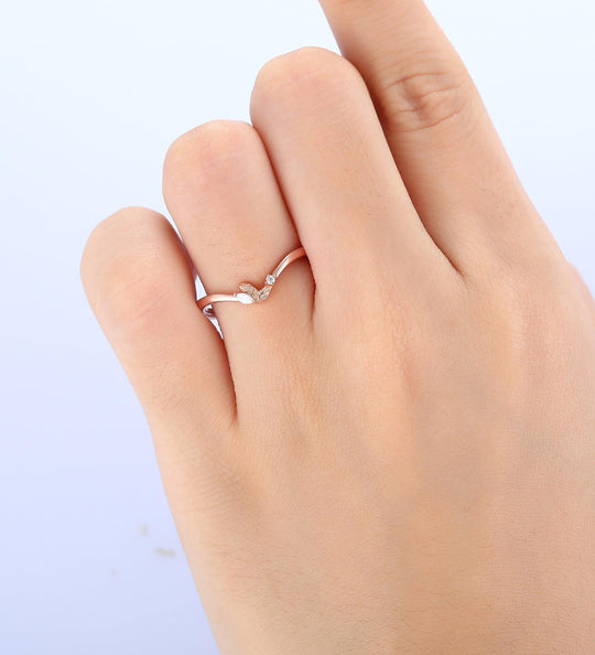 Leaf Stacking Ring Bridal Wedding Promise Lab Grown Diamond Ring - Esdomera