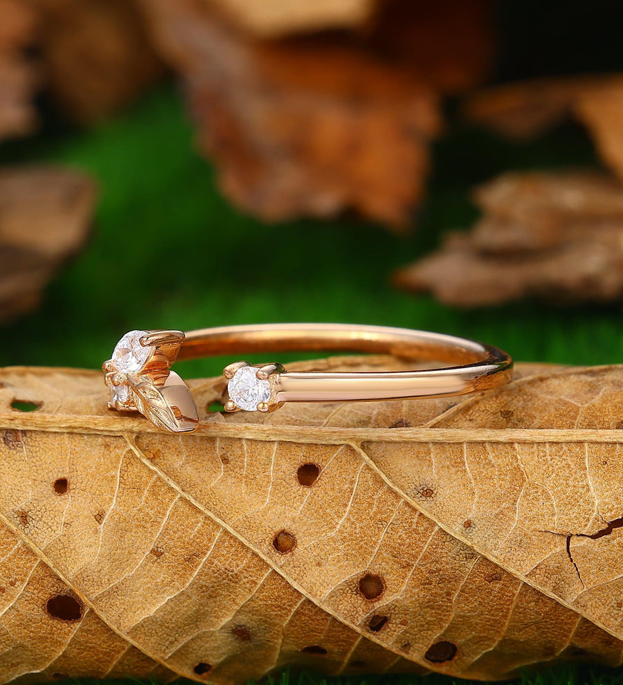 Leaf Wedding Ring Nature Inspired Gold Handmade Wedding Ring - Esdomera