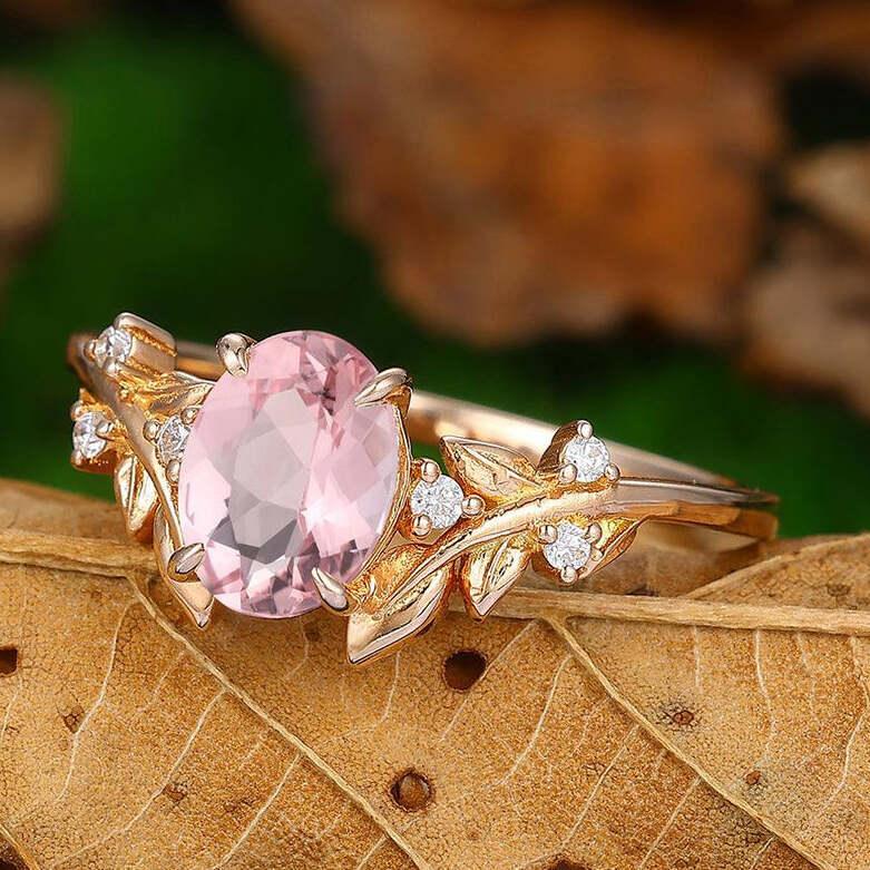 Natural Morganite Rose Gold Ring 925 Sz 7 selling