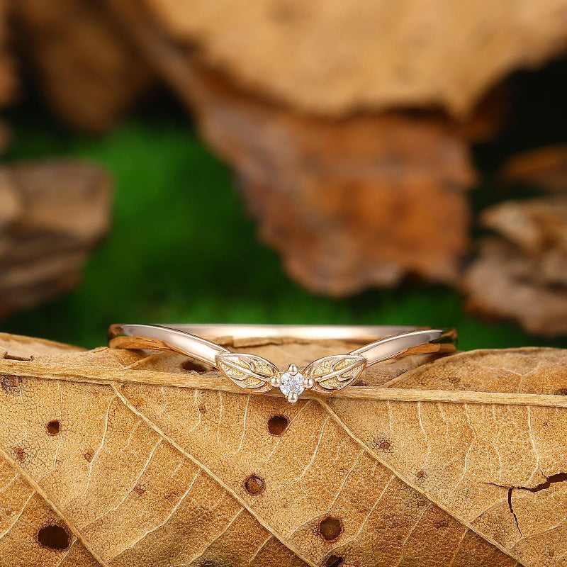 Minimalist Leaf Branch Moissanite Promise Ring Birthday Gifts - Esdomera