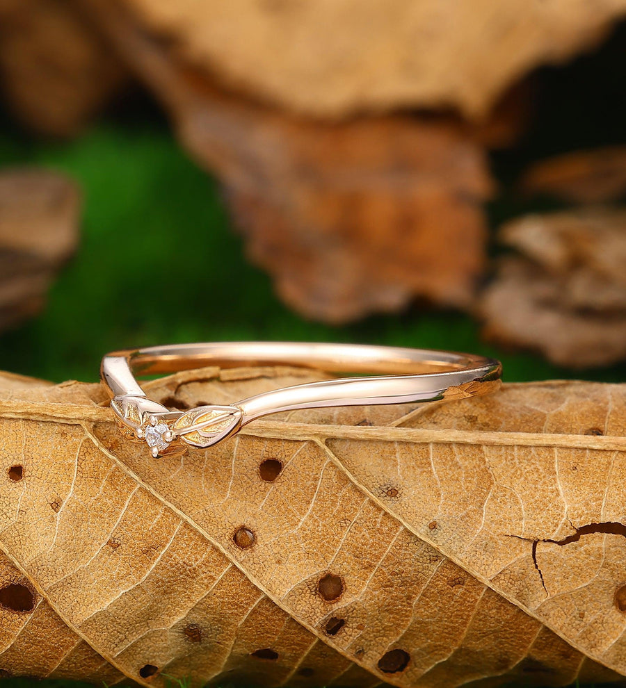 Minimalist Leaf Branch Moissanite Promise Ring Birthday Gifts - Esdomera