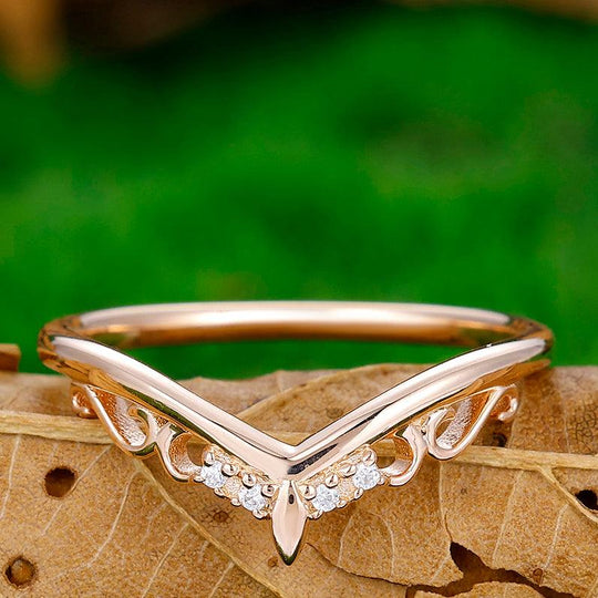 Minimalist Moissanite Vines Wedding Band Women Fine Bridal Band For Anniversary Gift - Esdomera