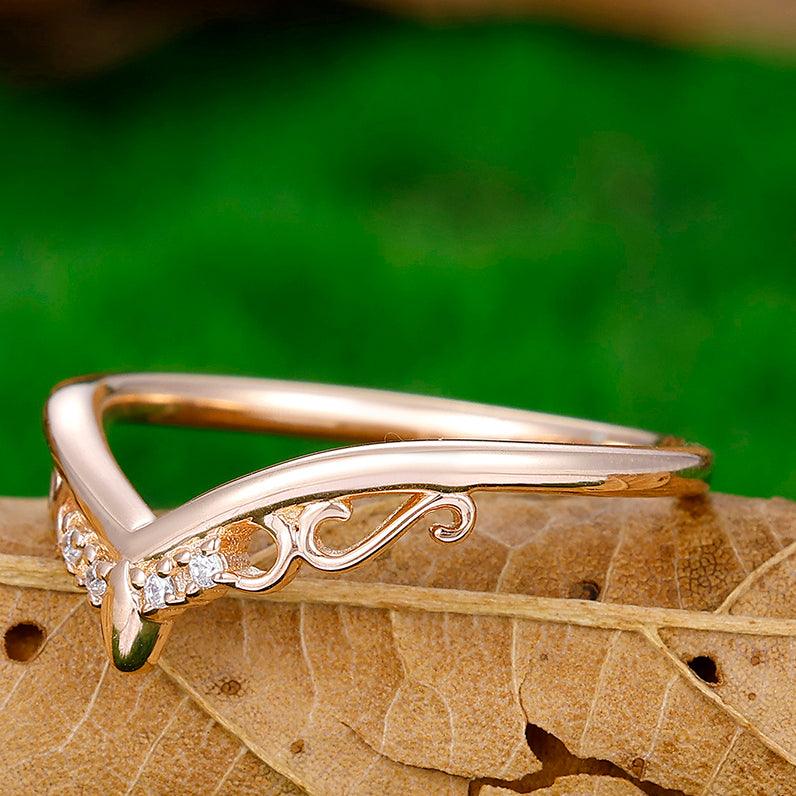 Minimalist Moissanite Vines Wedding Band Women Fine Bridal Band For Anniversary Gift - Esdomera