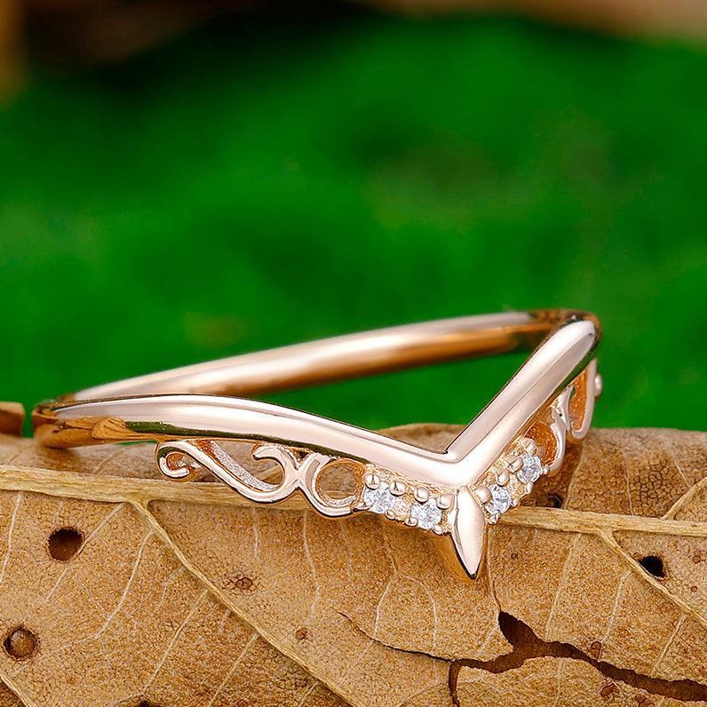 Minimalist Moissanite Vines Wedding Band Women Fine Bridal Band For Anniversary Gift - Esdomera