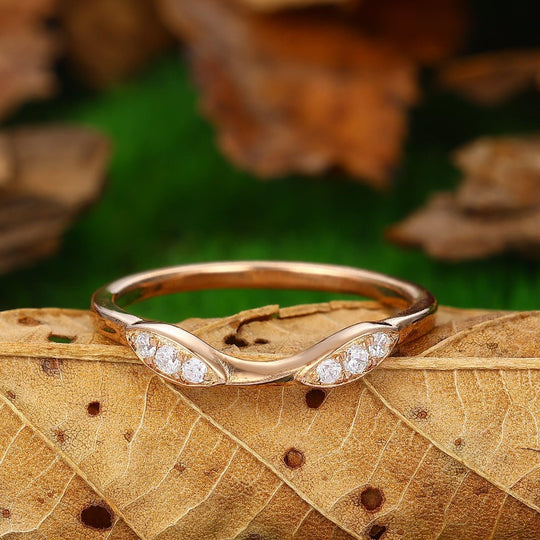 Minimalist Wedding Band Cluster Moissanite Stacking Ring Antique Bridal Wedding Ring Women - Esdomera