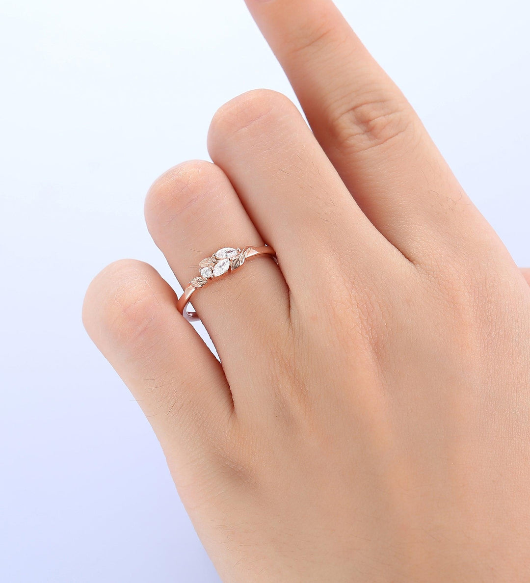 Nature Inspired Leaf Wedding Band Custom Ring For Women - Esdomera