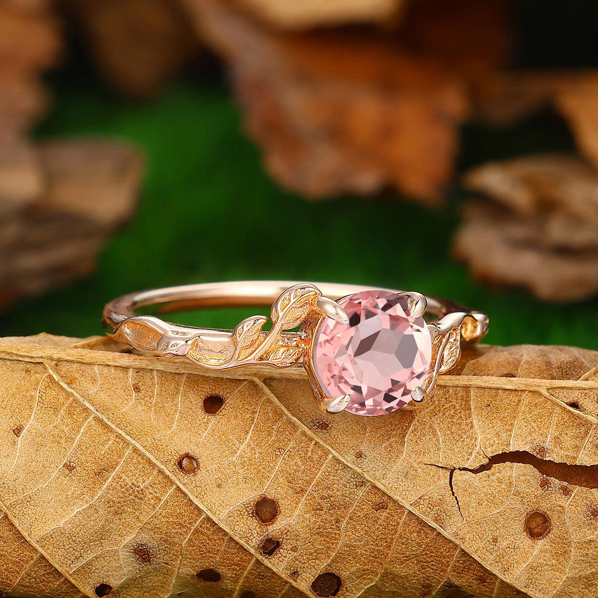 Beautiful 14K over 925 Rose Gold buy Natural Morganite and Diamond