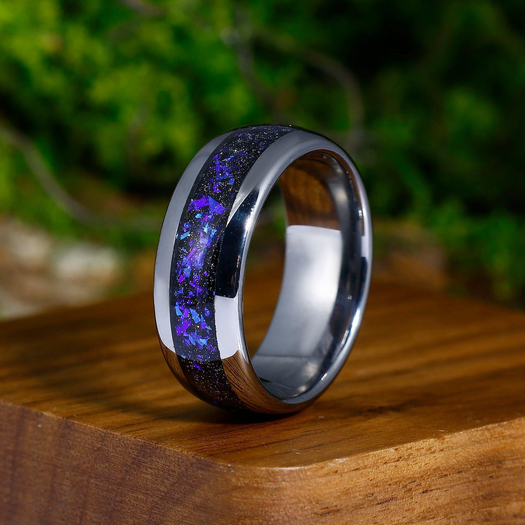 Unique Galaxy Sandstone Promise Rings for Couples Blue Shining Couples Ring