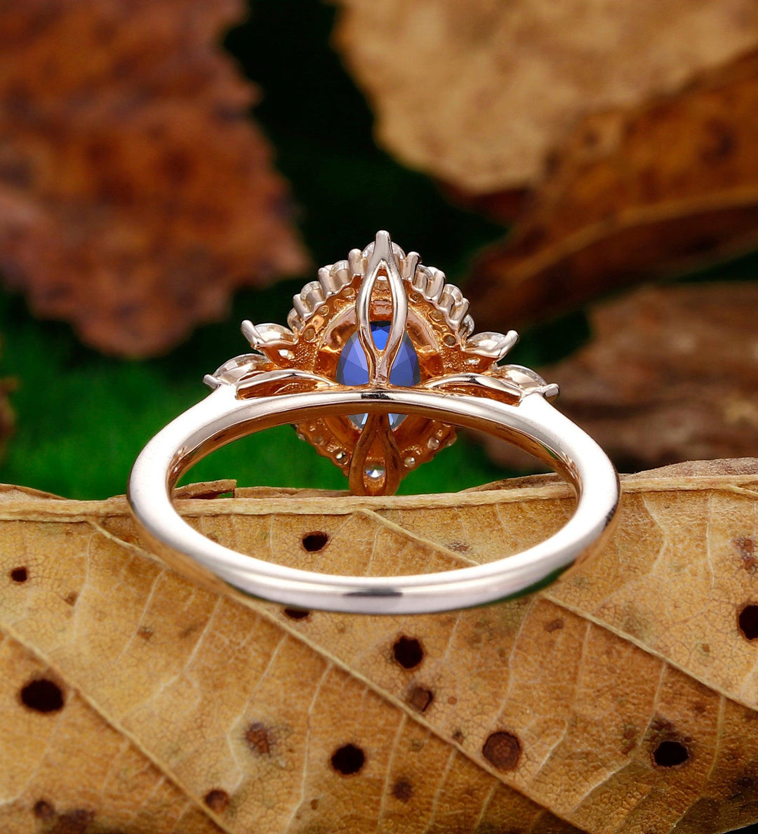 Oval Cut 1.5Carat Sapphire Engagement Ring Vintage Unique Moissanite Wedding Promise Ring - Esdomera