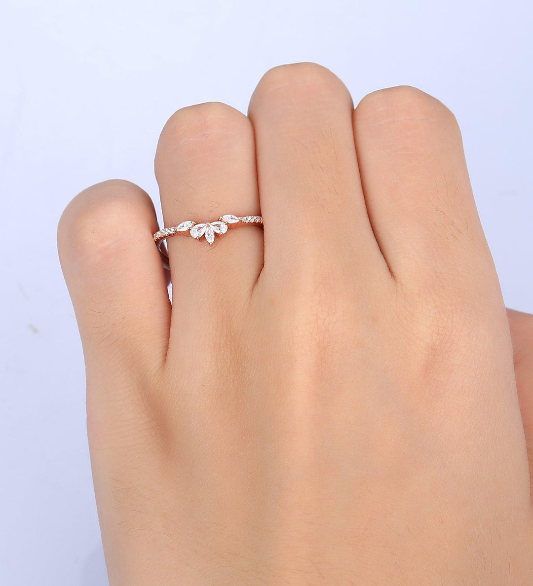 Pear Shaped Wedding Band Cluster Moissanite Ring For Her - Esdomera