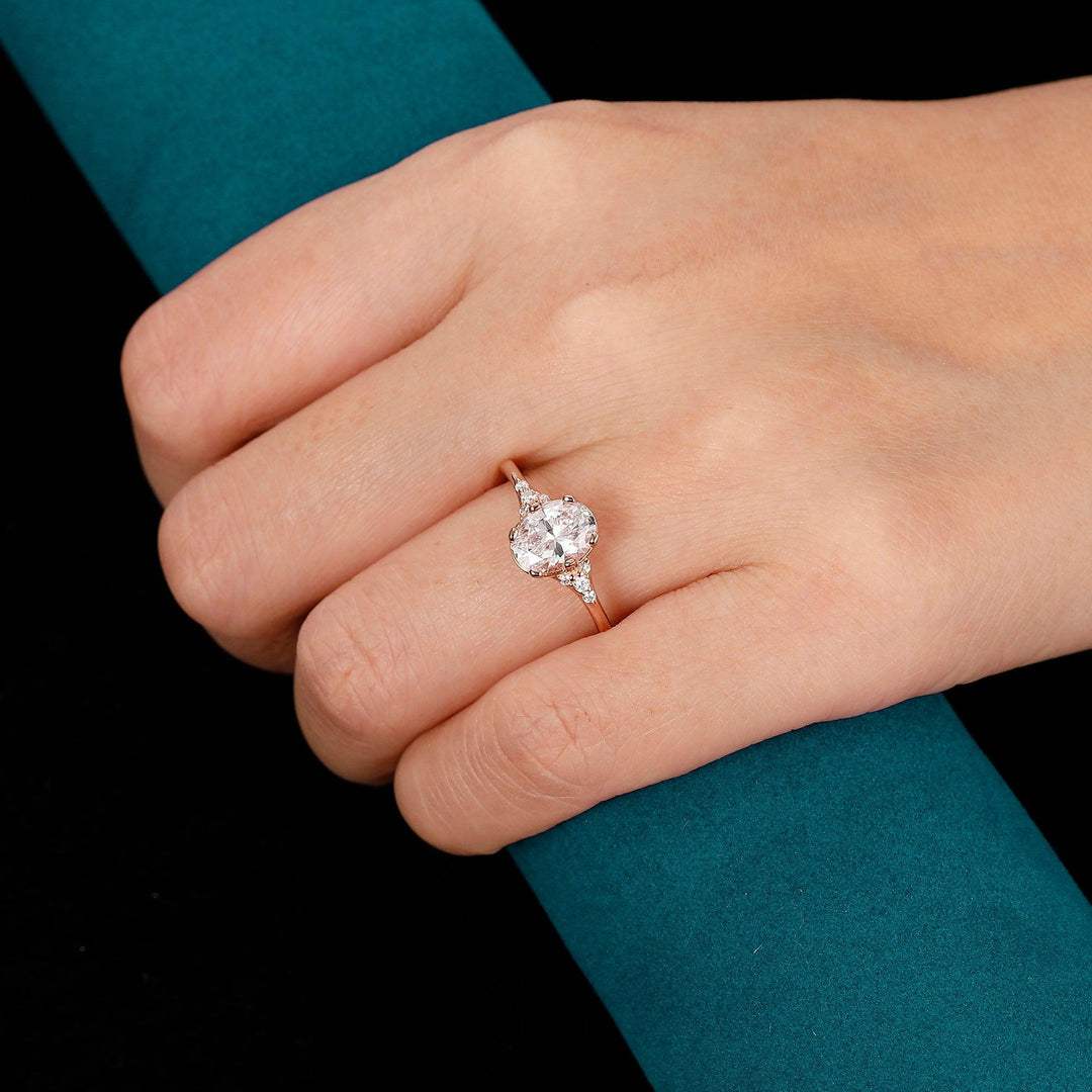 Prong Set Oval Lab Grown Diamond Wedding Engagement Ring Women - Esdomera