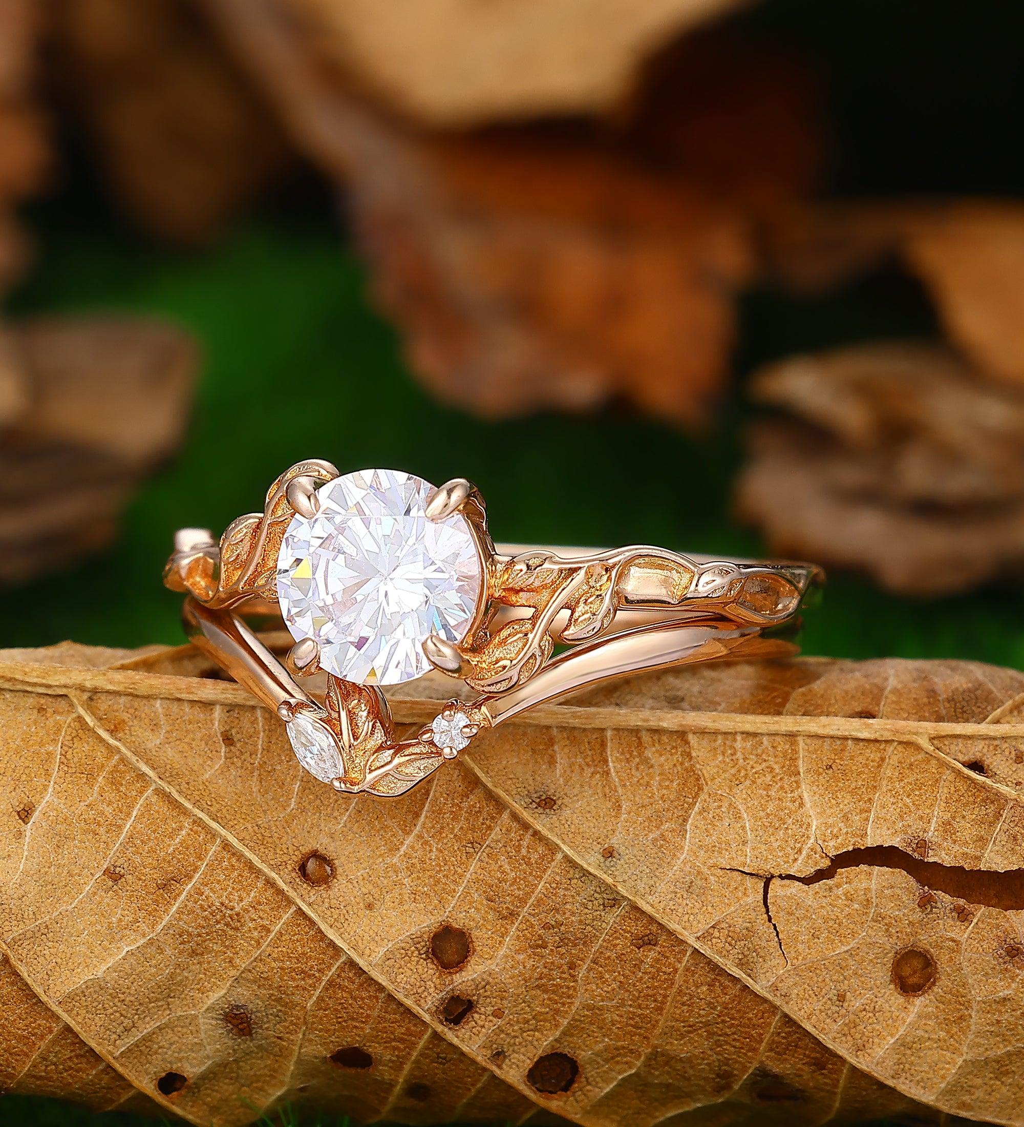 Unique Open Gap Ring, 0.16 TCW Round White Moissanite Ring, 14K White Gold Band, Open Stackable Valentine Gift For Her, order Dainty Wedding Band