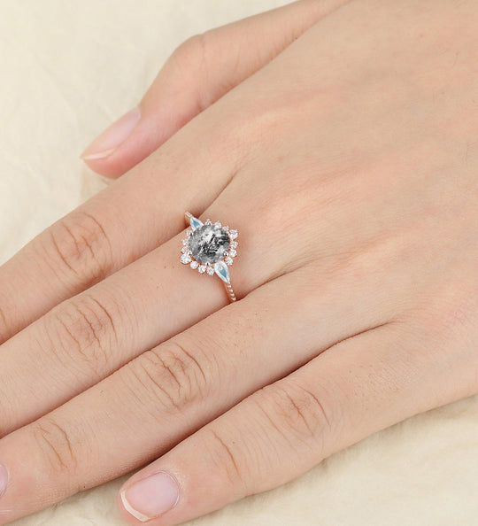 Round Shaped 1.25CT Herkimer Diamond Rose Gold Unique Wedding Ring - Esdomera